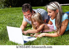 العائلة السعيدة, ب, laptop, computer.