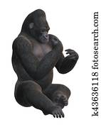 3D Rendering Gorilla on White 3D Rendering Gorilla on White