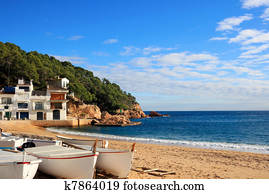 Boats on the beach at Tamariu (Costa Brava, Spain)