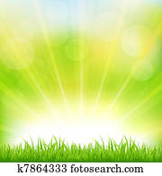 grüner hintergrund, mit, grünes gras, und, sunburst grüner hintergrund, mit, grünes gras, und, sunburst
