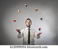 homem negócios, juggling