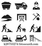 Mining and miner icon set Mining and miner icon set