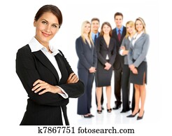 mujer de negocios, y, grupo, de, personas.