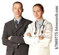 smiling business man and doctor