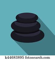 Stack of black basalt balancing stones icon Stack of black basalt balancing stones icon
