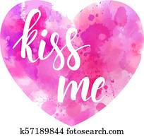 Valentine's day heart with kiss me message.