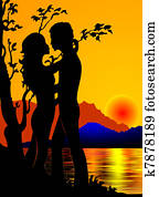 a, menina, e, juventude, ligado, sundown