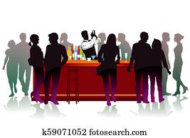 Bar with bartender, Bar with bartender,