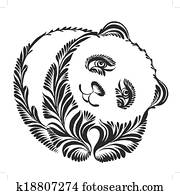 decorativo, silueta, de, panda