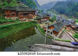 East Asia, South West China, ethnic village in mountain area.