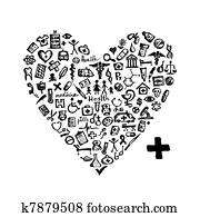 Heart shape with medical icons for your design