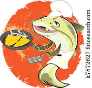 peixe-gato, fritar, cozinheiro