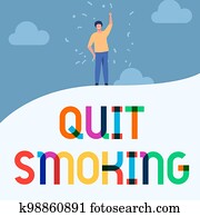 Text caption presenting Quit Smoking. Business idea process of discontinuing tobacco and any other smokers Man Drawing Raising Hand Sky Standing Hill Showing Success.