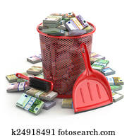 verpackt, von, euro, in, dass, muell, can., geldverschwendung, oder, währung, col