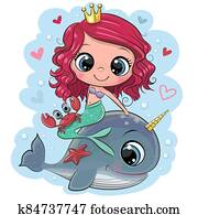 ציור היתולי, בתולת ים, ו, לויתן, ב, a, רקע כחול