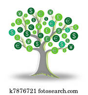 돈, 녹색 나무, 성장하는, 통화