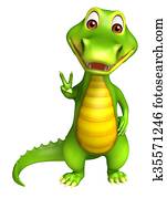 cute Aligator cartoon character with assining victory cute Aligator cartoon character with assining victory