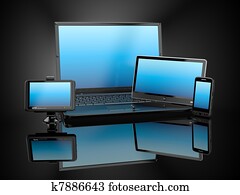 Electronics. Laptop, mobile phone, tablet pc and gps