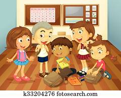 enfants, apprentissage, dans, les, classe