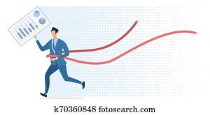 grande, logro, en, empresa / negocio, plano, vector, concepto