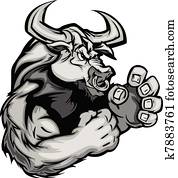 gráfico, vetorial, imagem, de, um, touro, vaca