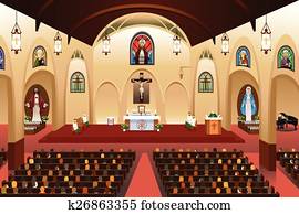 pastor, dar, un, sermón, en, un, iglesia