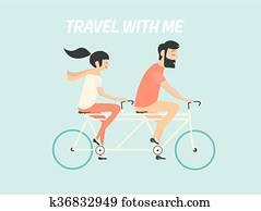 pár, riding bicycle