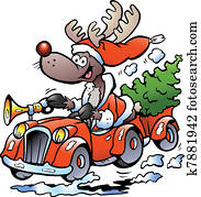 rentier, fahren, auto rentier, fahren, auto