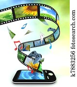 Smartphone with photos, video, music, and games Smartphone with photos, video, music, and games