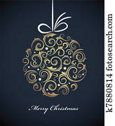 Vintage Christmas ball with retro ornaments Vintage Christmas ball with retro ornaments