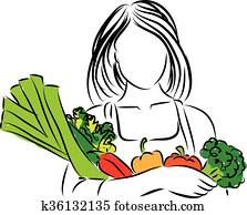 woman with vegetables nutrition ill woman with vegetables nutrition ill