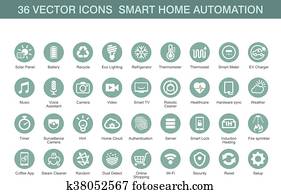 וקטור, איקונים, ל, חכם, בית