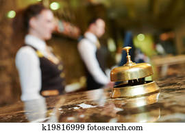 קבלה של מלון, עם, פעמון