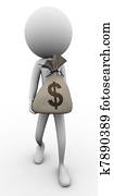 3d man and money bag