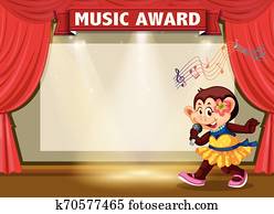 affe, singen, bühne, spruchbaender affe, singen, bühne, spruchbaender