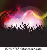 Audience on music notes background Audience on music notes background