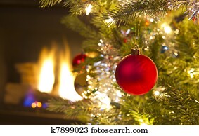 crescendo, vermelho, ornamento natal