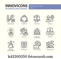 geschaefts, und, fnance, linie, design, heiligenbilder, satz geschaefts, und, fnance, linie, design, heiligenbilder, satz
