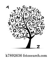 kunst, baum, mit, briefe, von, alphabet, für, dein, design kunst, baum, mit, briefe, von, alphabet, für, dein, design