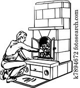 Man near fireplace Man near fireplace