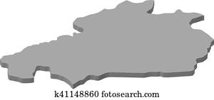 mapa, -, castelo, branco, (portugal), -, 3d-illustration mapa, -, castelo, branco, (portugal), -, 3d-illustration