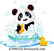panda, ha ett bad