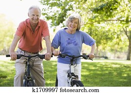 Senior couple on bicycles Senior couple on bicycles