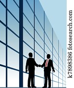 zalezitost vztah, handshake, stavebný, okno