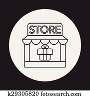 קניות, אחסן, קו, איקון