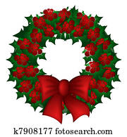 西洋ヒイラギ 葉 クリスマス花輪 イラスト K Fotosearch
