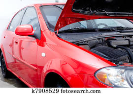Car in auto repair shop. Car in auto repair shop.