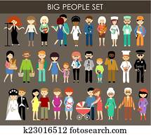 conjunto, de, gente, de, diferente, profesiones, y, ages.