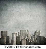 grunge, bild, von, new york skyline