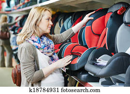 mulher, escolher, criança, assento carro